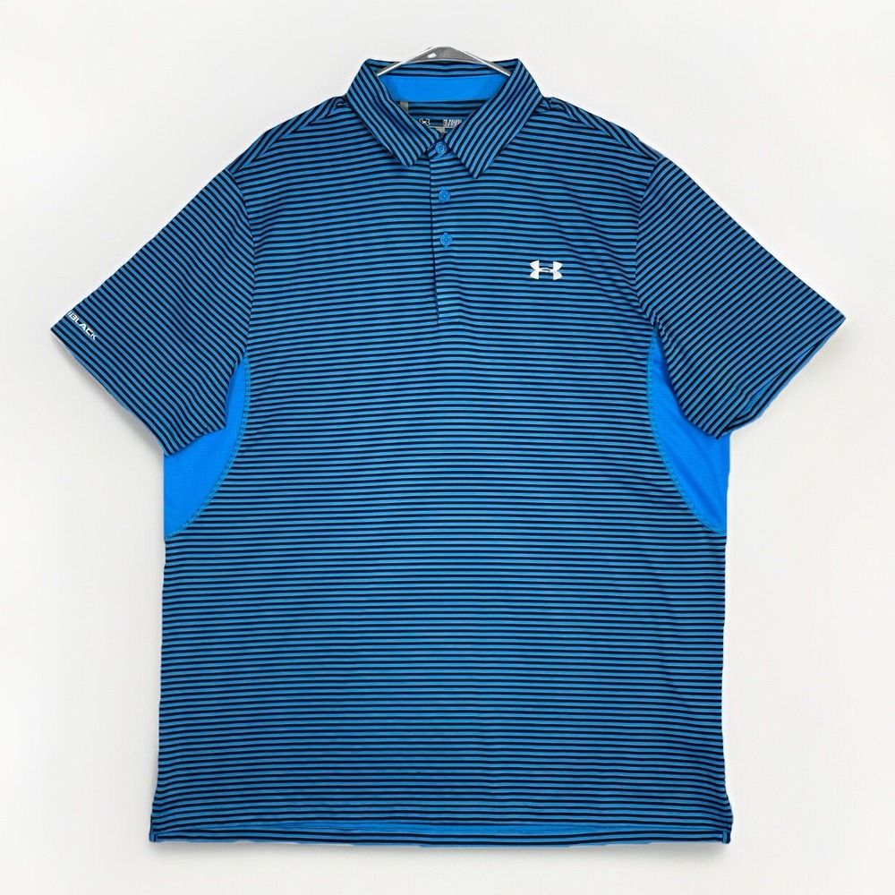 Under Armour Golf Polo Shirt XL ColdBlack Underarm Vents Men's Loose Heatgear